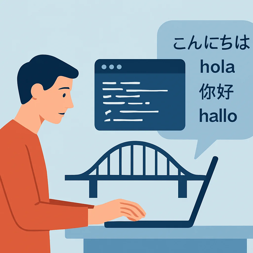 Integrating language learning with coding workflow