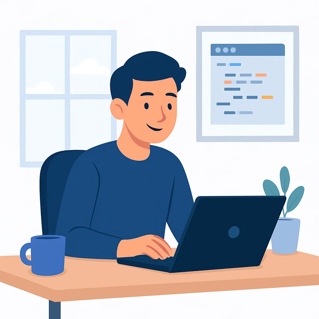 Refreshed developer coding productively