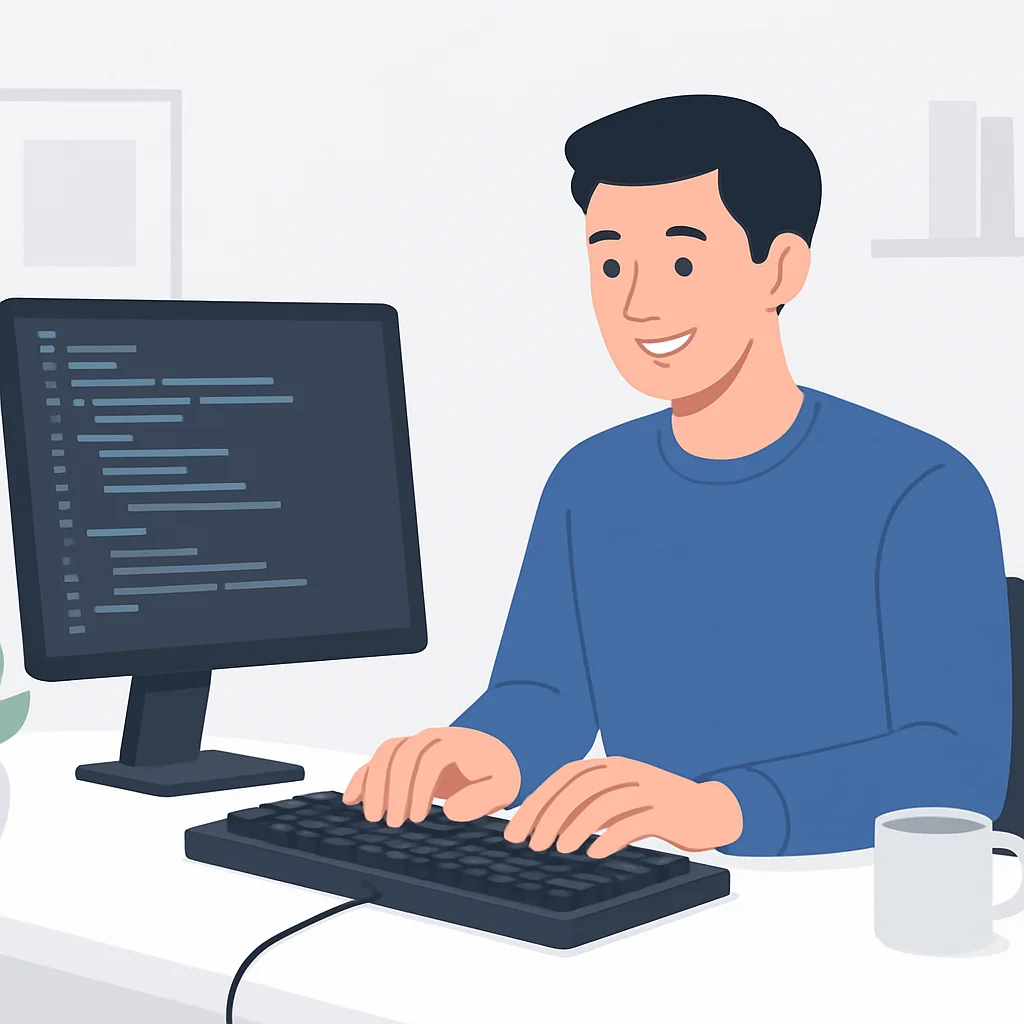 Developer enjoying typing on a mechanical keyboard