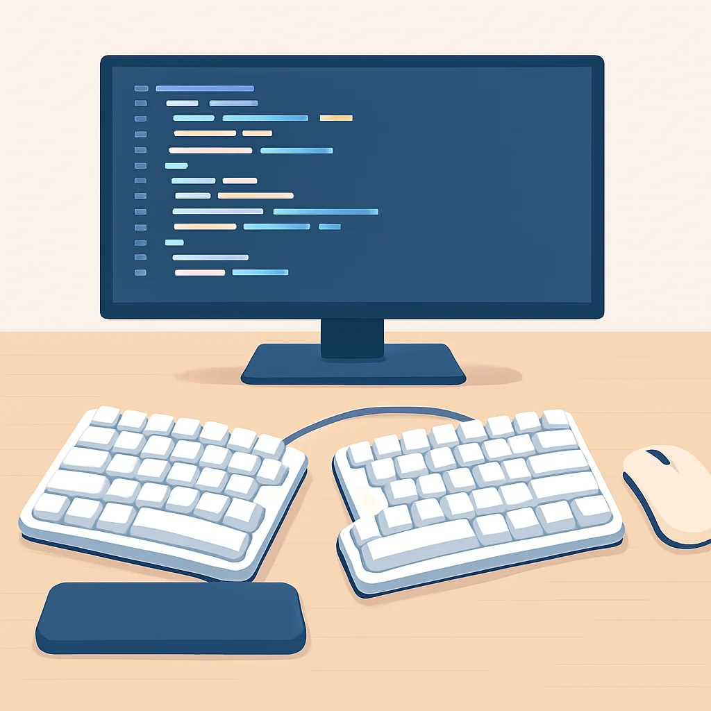 Ergonomic developer workstation with split keyboard