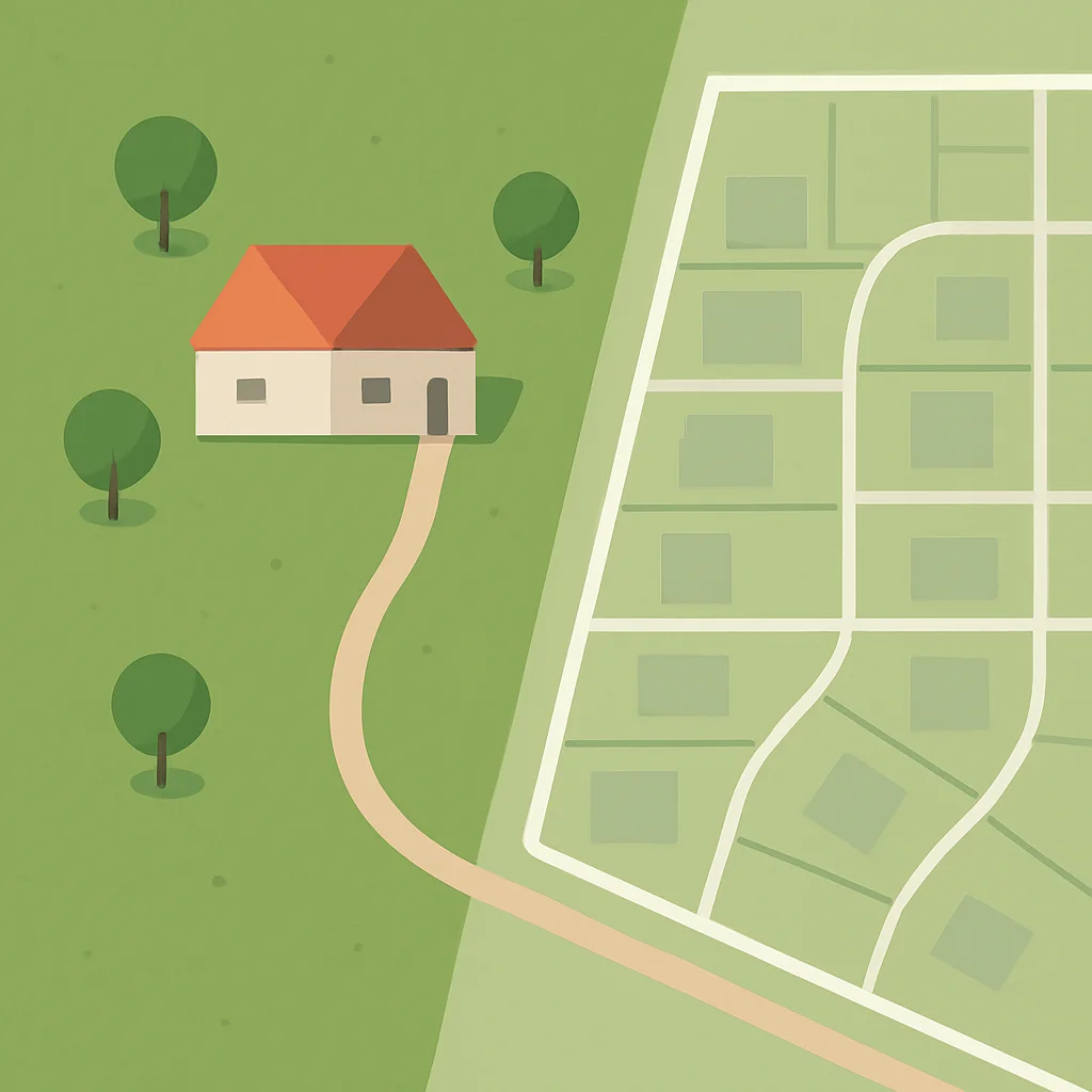 Rural land with prescriptive easement conflicting with subdivision plan