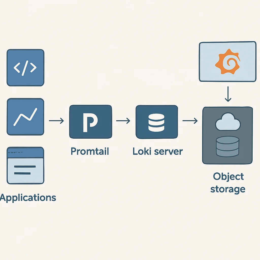Loki and Grafana centralized logging architecture