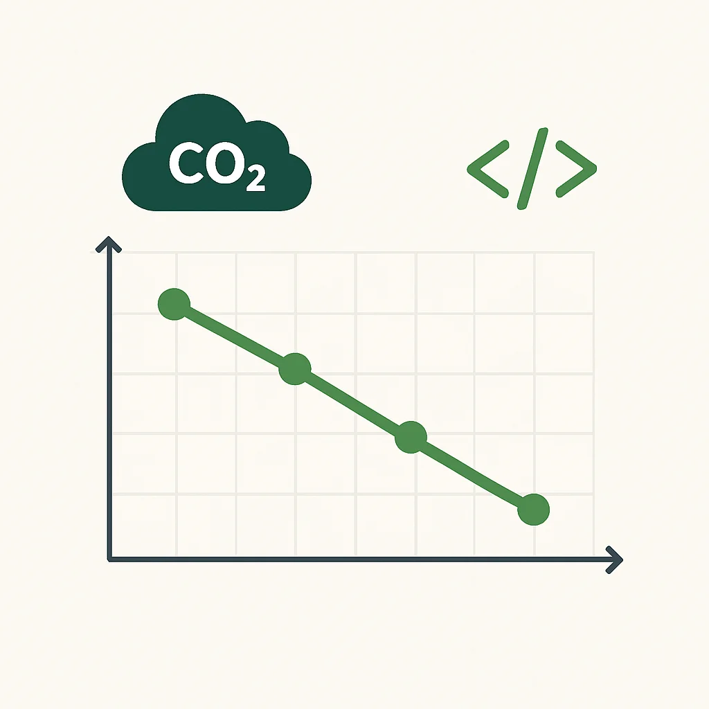 Carbon footprint reduction chart from green coding