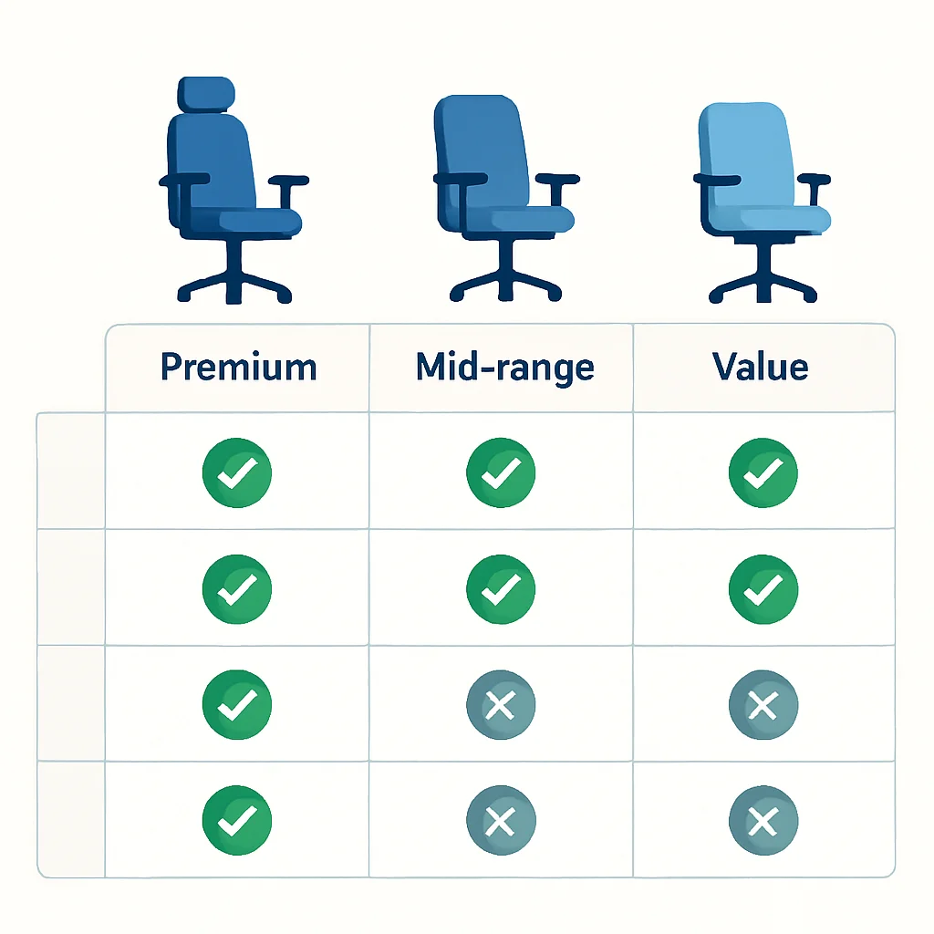 Ergonomic office chair comparison categories