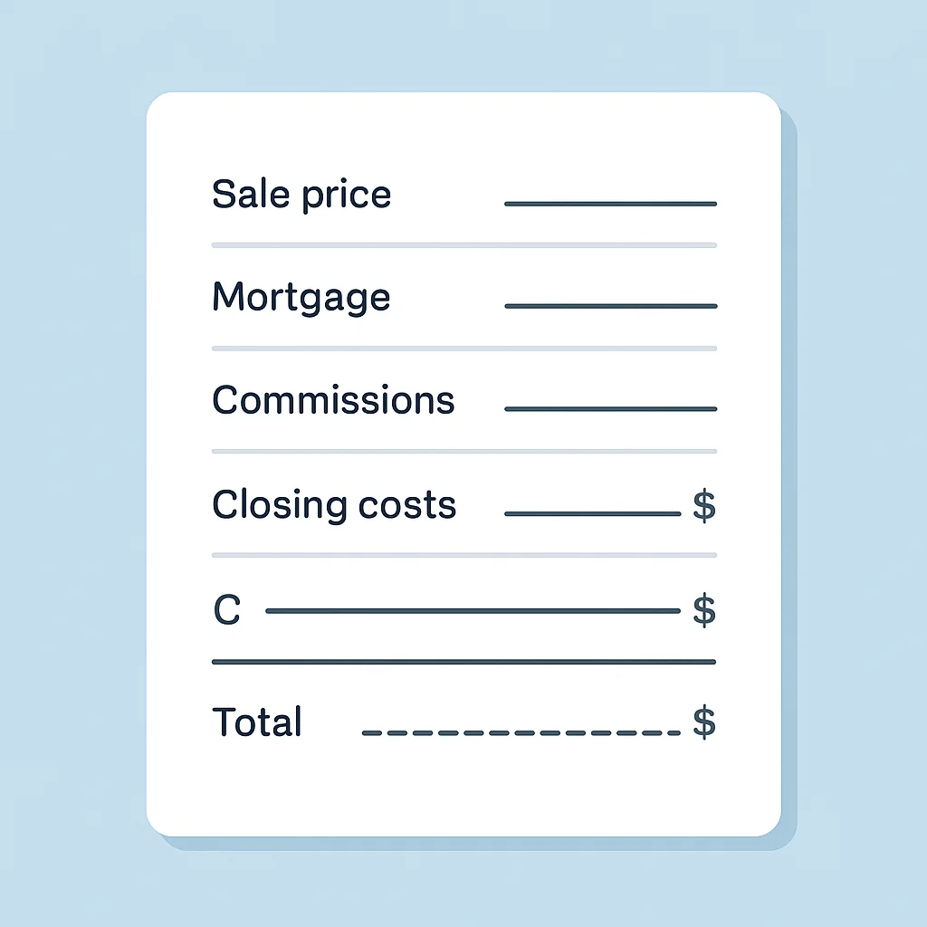Home sale net proceeds calculation