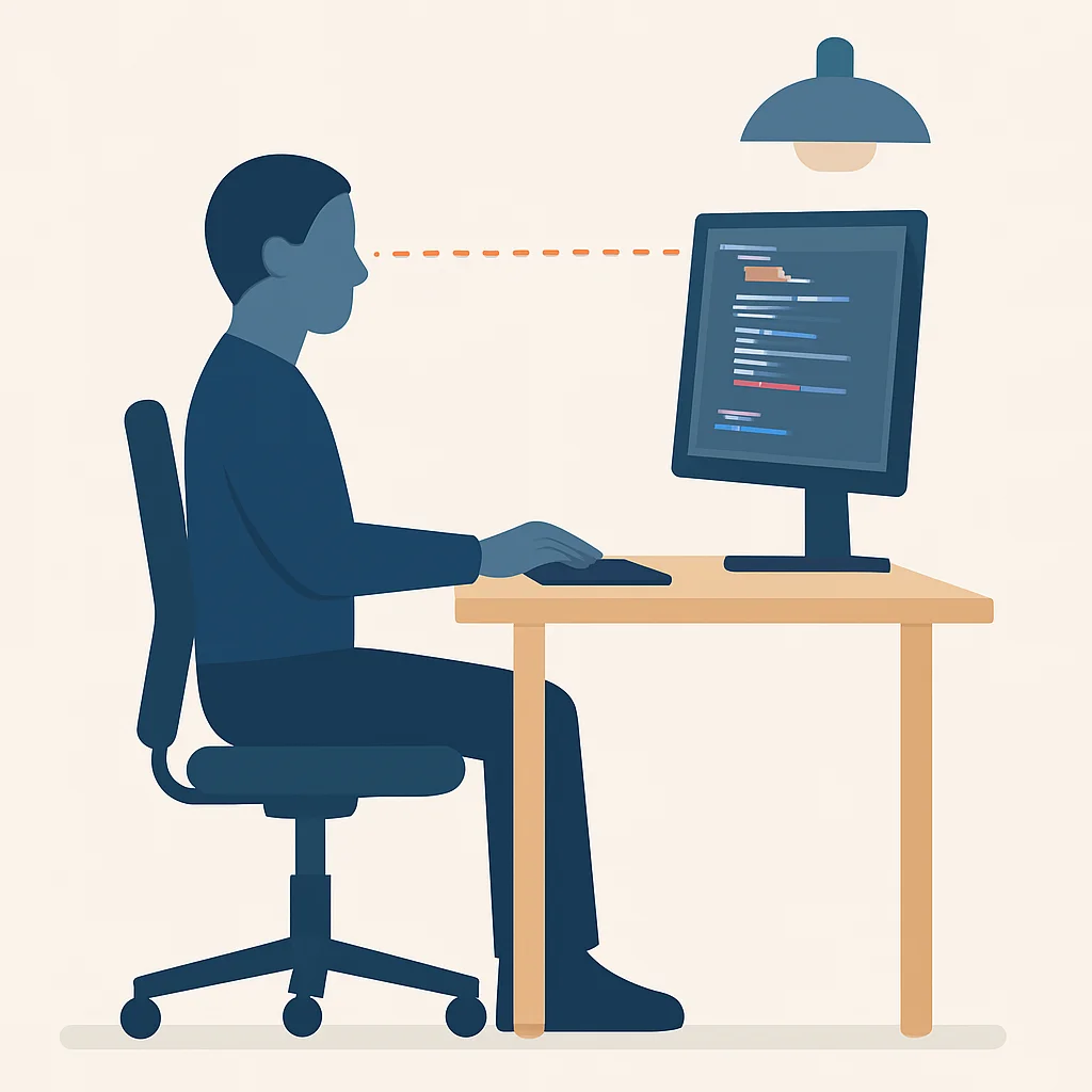 Ergonomic developer desk setup