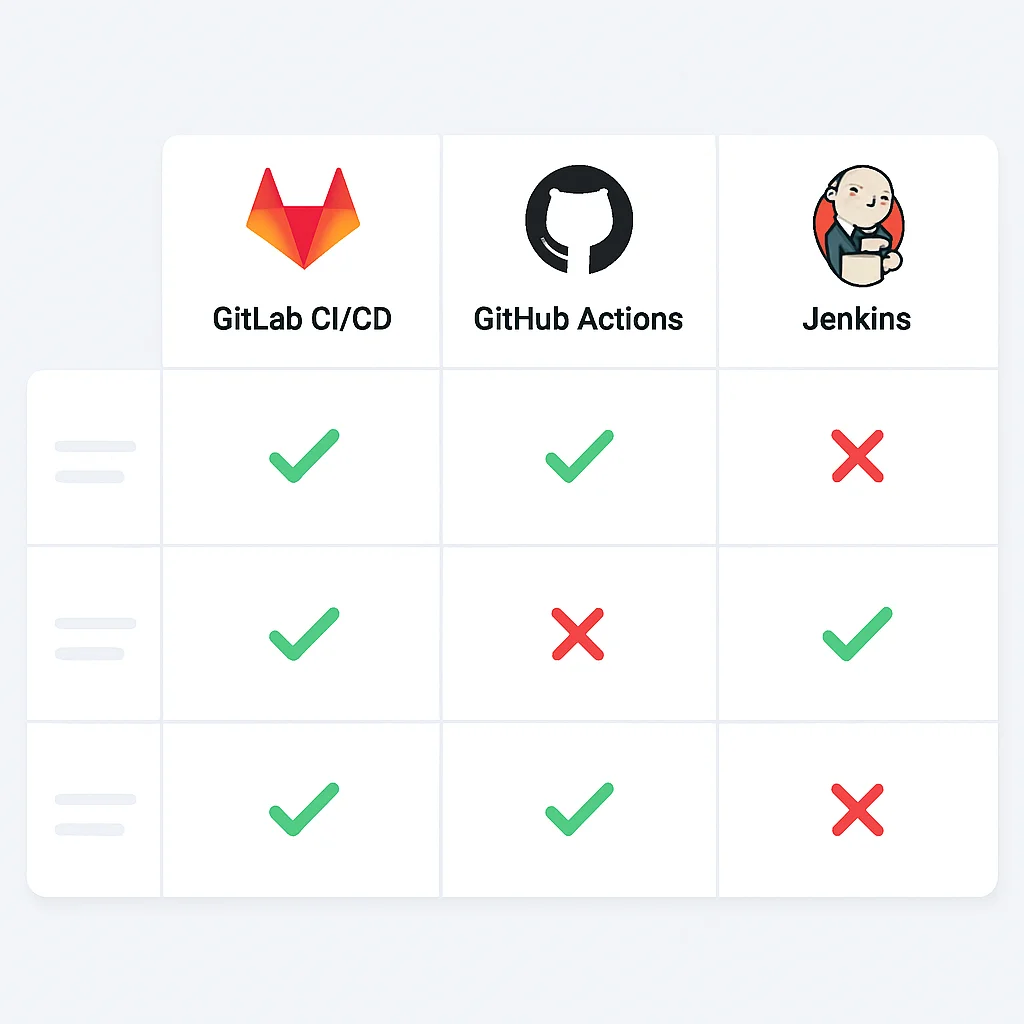 CI/CD platform feature comparison table