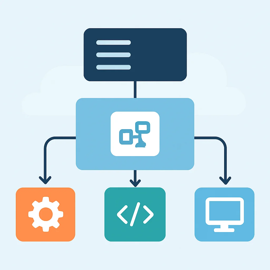 Simplified software system architecture diagram highlighting component interactions