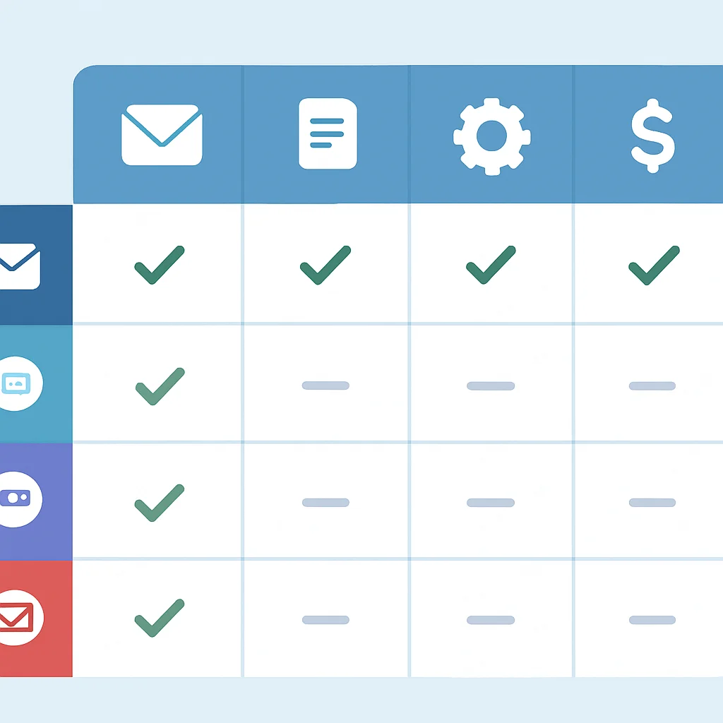 Email marketing platform comparison table for developers