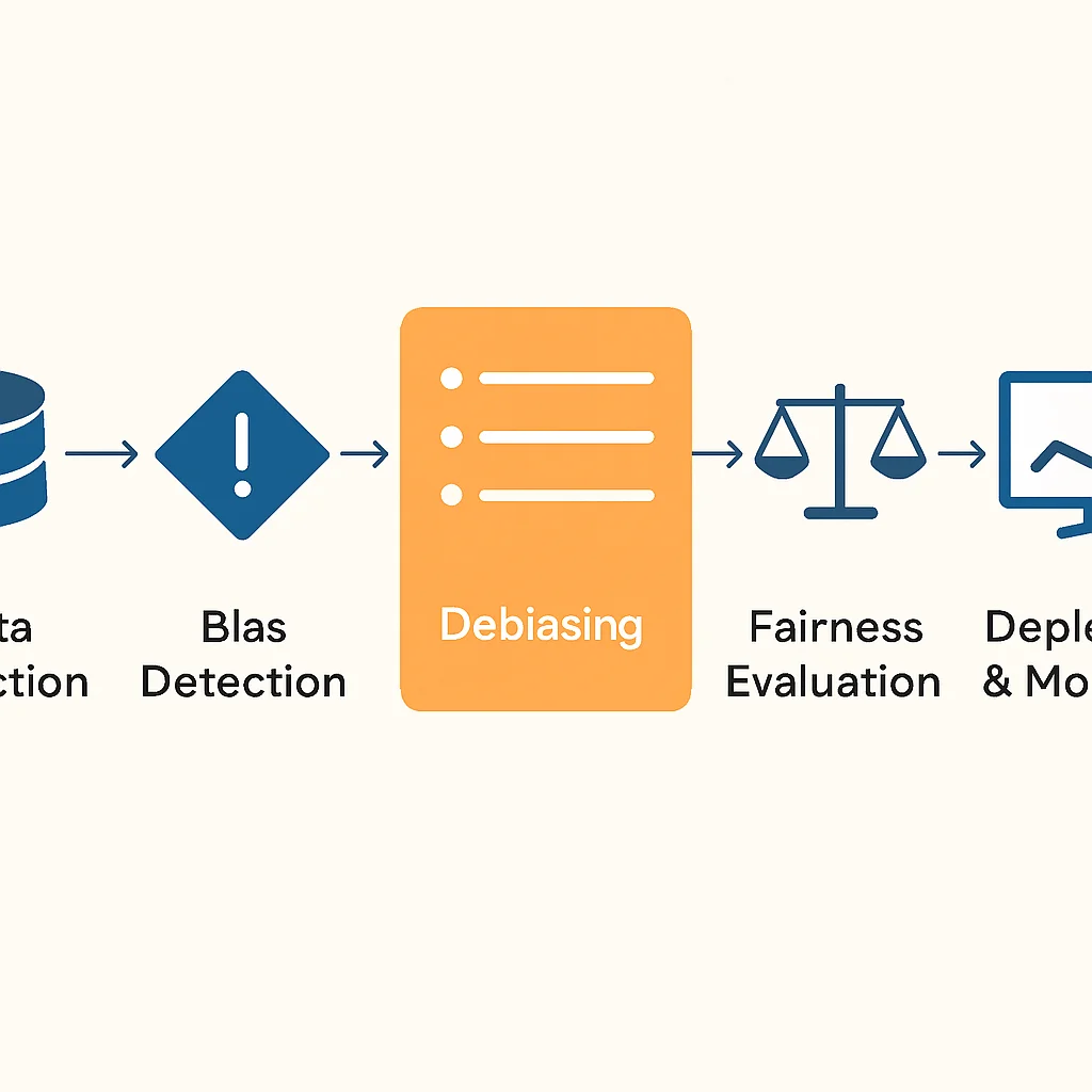 AI bias mitigation workflow with iterative steps