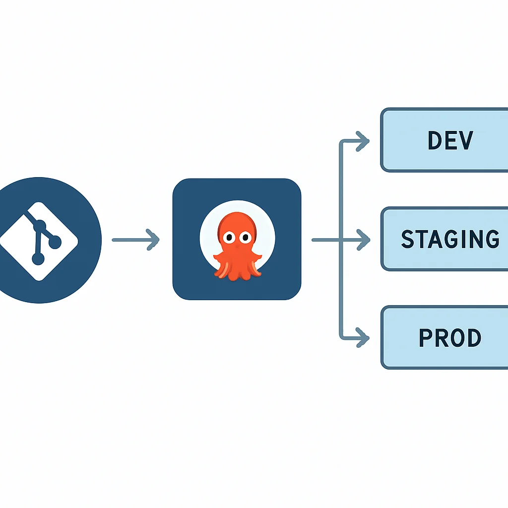 End-to-end GitOps deployment pipeline flowchart