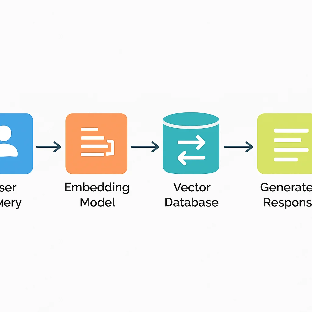 RAG architecture flowchart with vector database at its core
