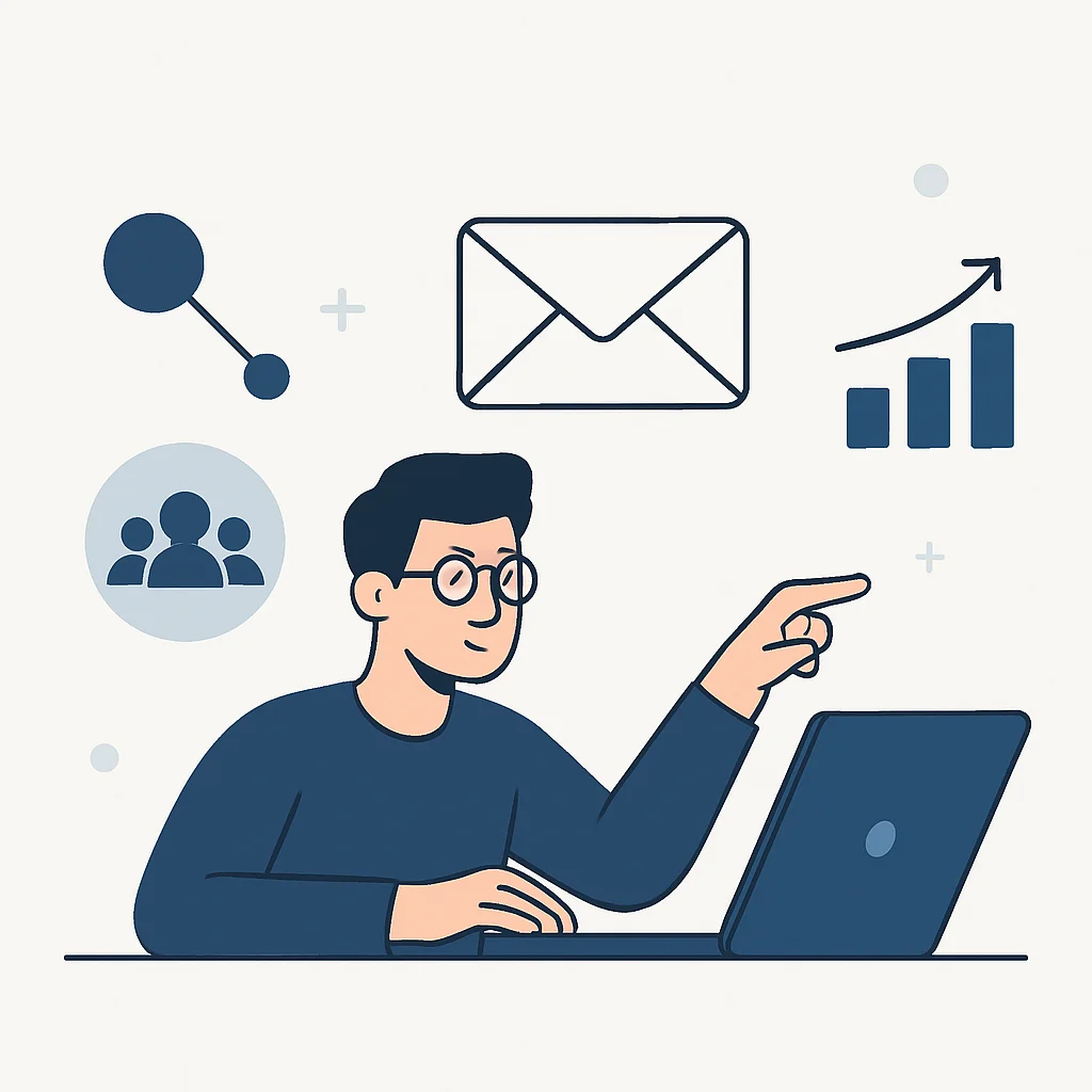 Developer sending email marketing campaign