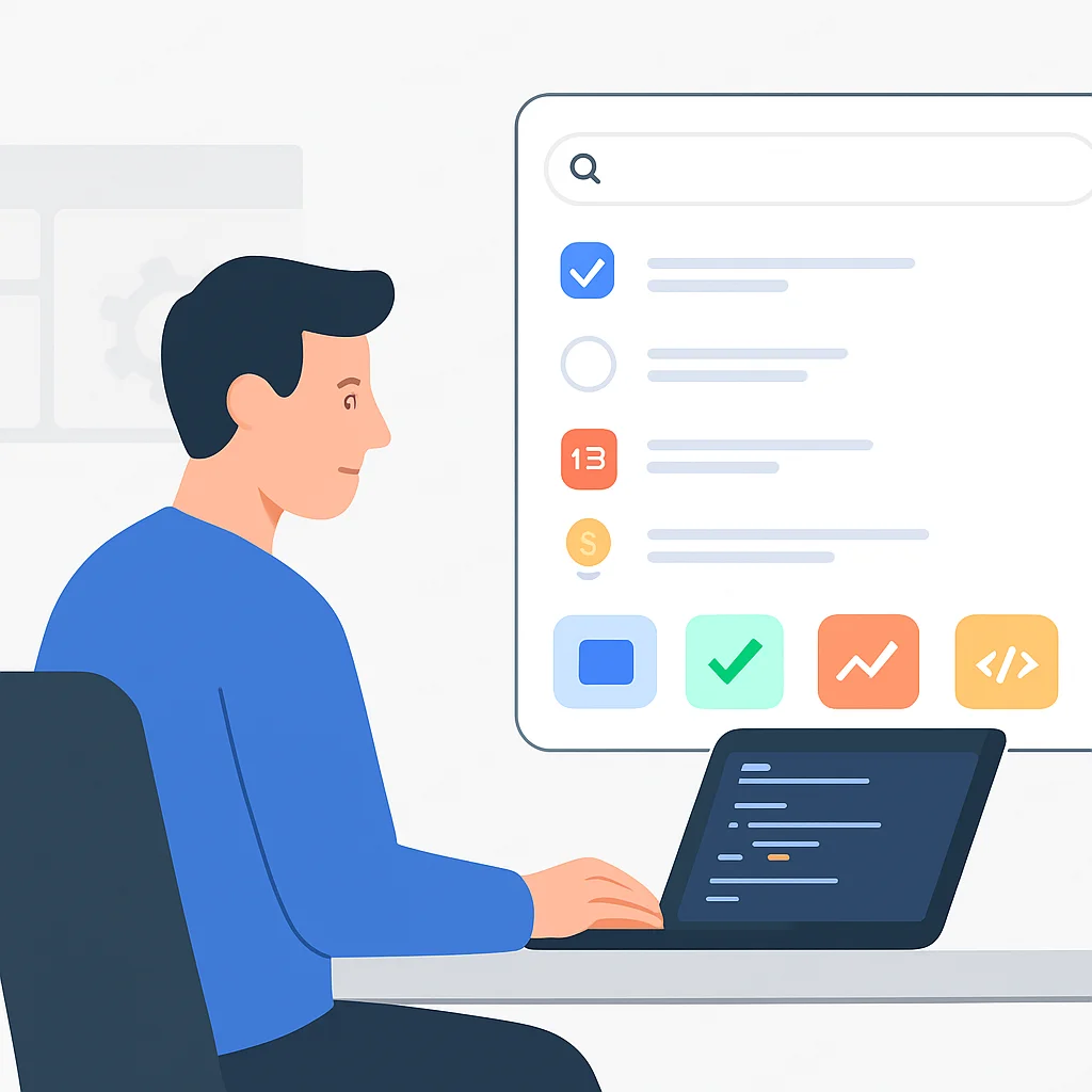 Developer enhancing productivity with a desktop launcher