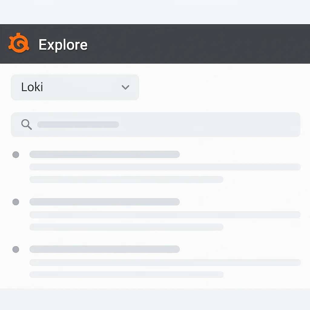 Grafana Loki Explore page with logs